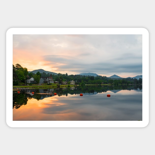 Saranac Lake at Sunrise NY Sticker by WayneOxfordPh